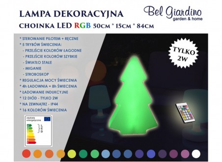 Lampka dekoracyjna LED RGB, przenośna, indukcyjna, duża choinka 16 kolorów, różne funkcje.