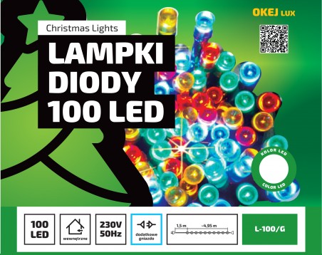 Lampki choinkowe L-100/G. Hurtownia oświetlenia świątecznego OKEJ Lampki choinkowe L-100/G. Hurtownia oświetlenia świątecznego OKEJ
