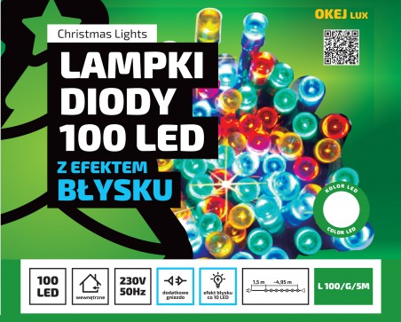 Lampki choinkowe z efektem błysku i dodatkowym gniazdem. Oświetlenie świąteczne Okej Lux Lampki choinkowe z efektem błysku i dodatkowym gniazdem. Oświetlenie świąteczne Okej Lux