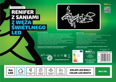 Renifer z saniami, figura z węża świetlnego mini LED Renifer z saniami, figura z węża świetlnego mini LED