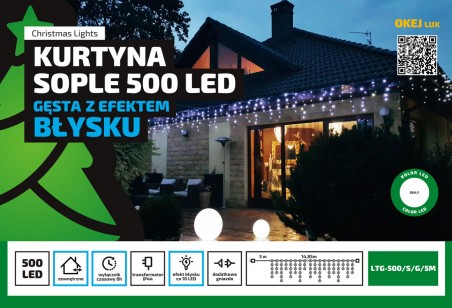 Gęsta kurtyna LED zewnętrzna. Sople co 15cm Gęsta kurtyna LED zewnętrzna. Sople co 15cm