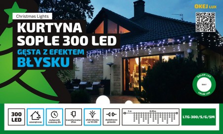 Gęsta kurtyna LED zewnętrzna. Sople co 15cm Gęsta kurtyna LED zewnętrzna. Sople co 15cm